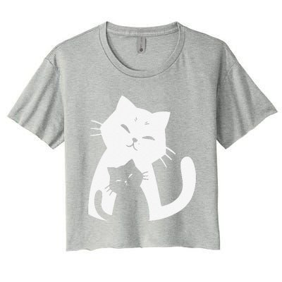 Black Cat And White Cat Women's Crop Top Tee