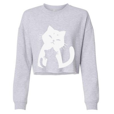 Black Cat And White Cat Cropped Pullover Crew