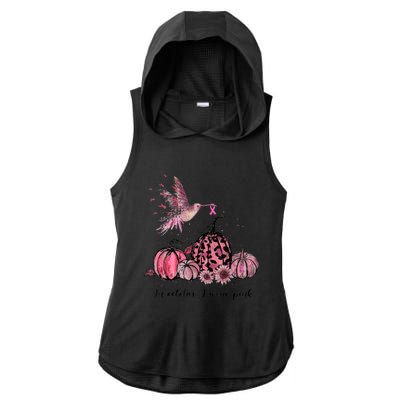 Breast Cancer Awareness In October We Wear Pink Hummingbird Ladies PosiCharge Tri-Blend Wicking Draft Hoodie Tank