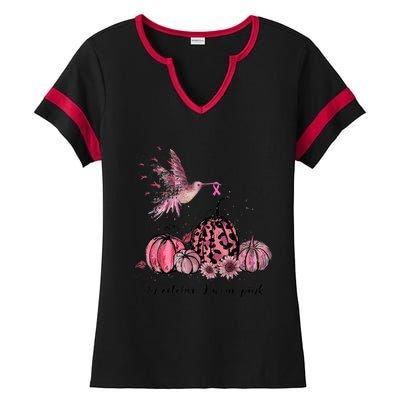 Breast Cancer Awareness In October We Wear Pink Hummingbird Ladies Halftime Notch Neck Tee