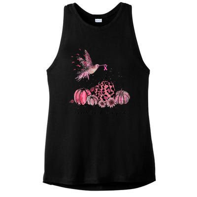 Breast Cancer Awareness In October We Wear Pink Hummingbird Ladies PosiCharge Tri-Blend Wicking Tank