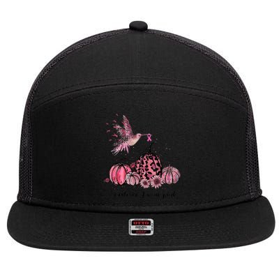 Breast Cancer Awareness In October We Wear Pink Hummingbird 7 Panel Mesh Trucker Snapback Hat