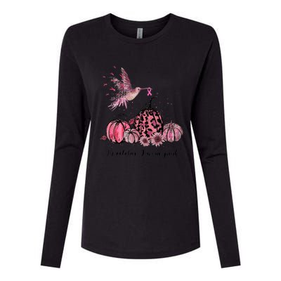 Breast Cancer Awareness In October We Wear Pink Hummingbird Womens Cotton Relaxed Long Sleeve T-Shirt