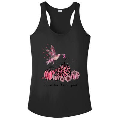 Breast Cancer Awareness In October We Wear Pink Hummingbird Ladies PosiCharge Competitor Racerback Tank