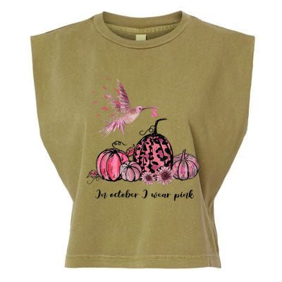 Breast Cancer Awareness In October We Wear Pink Hummingbird Garment-Dyed Women's Muscle Tee