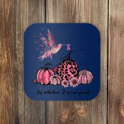 Breast Cancer Awareness In October We Wear Pink Hummingbird Coaster