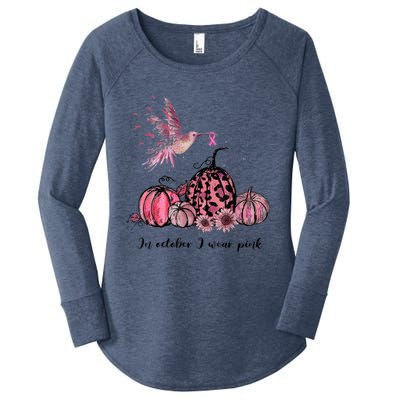 Breast Cancer Awareness In October We Wear Pink Hummingbird Women's Perfect Tri Tunic Long Sleeve Shirt