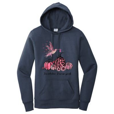 Breast Cancer Awareness In October We Wear Pink Hummingbird Women's Pullover Hoodie