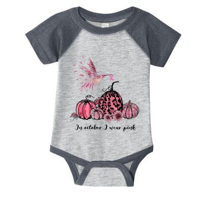 Breast Cancer Awareness In October We Wear Pink Hummingbird Infant Baby Jersey Bodysuit