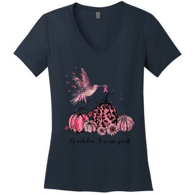 Breast Cancer Awareness In October We Wear Pink Hummingbird Women's V-Neck T-Shirt