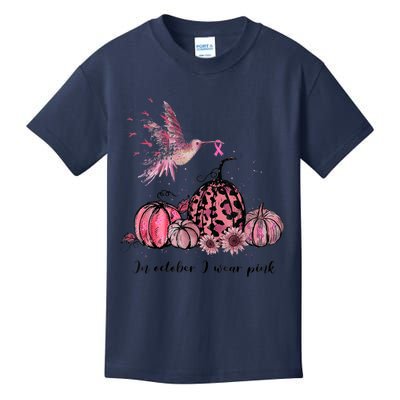 Breast Cancer Awareness In October We Wear Pink Hummingbird Kids T-Shirt