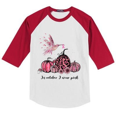 Breast Cancer Awareness In October We Wear Pink Hummingbird Kids Colorblock Raglan Jersey