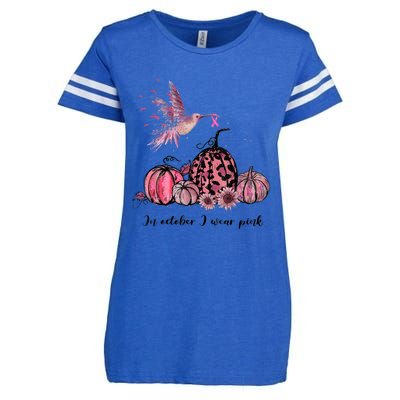 Breast Cancer Awareness In October We Wear Pink Hummingbird Enza Ladies Jersey Football T-Shirt