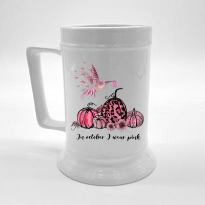 Breast Cancer Awareness In October We Wear Pink Hummingbird Beer Stein