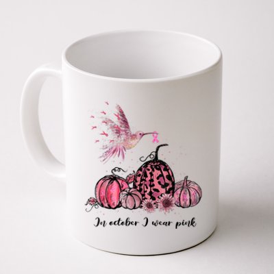 Breast Cancer Awareness In October We Wear Pink Hummingbird Coffee Mug