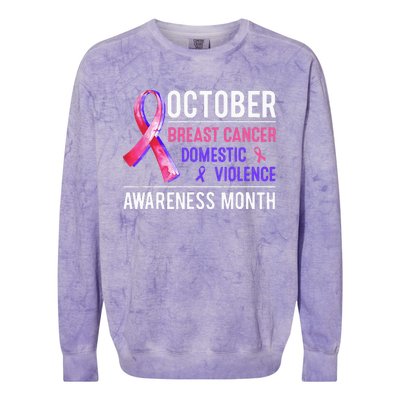 Breast Cancer Awareness & Domestic Violence Awareness Month Colorblast Crewneck Sweatshirt