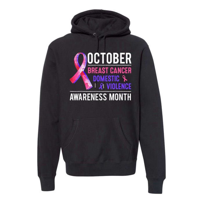 Breast Cancer Awareness & Domestic Violence Awareness Month Premium Hoodie