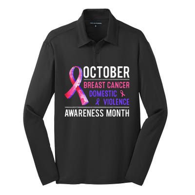 Breast Cancer Awareness & Domestic Violence Awareness Month Silk Touch Performance Long Sleeve Polo