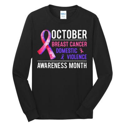 Breast Cancer Awareness & Domestic Violence Awareness Month Tall Long Sleeve T-Shirt