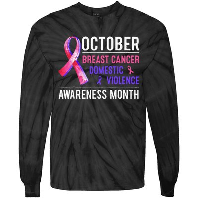 Breast Cancer Awareness & Domestic Violence Awareness Month Tie-Dye Long Sleeve Shirt