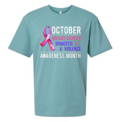 Breast Cancer Awareness & Domestic Violence Awareness Month Sueded Cloud Jersey T-Shirt