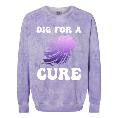 Breast Cancer Awareness Dig For A Cure Volleyball Gift Colorblast Crewneck Sweatshirt