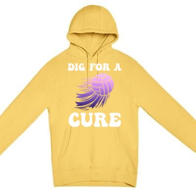 Breast Cancer Awareness Dig For A Cure Volleyball Gift Premium Pullover Hoodie