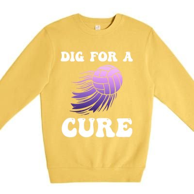 Breast Cancer Awareness Dig For A Cure Volleyball Gift Premium Crewneck Sweatshirt