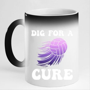 Breast Cancer Awareness Dig For A Cure Volleyball Gift 11oz Black Color Changing Mug