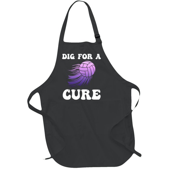 Breast Cancer Awareness Dig For A Cure Volleyball Gift Full-Length Apron With Pockets