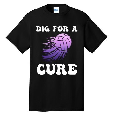 Breast Cancer Awareness Dig For A Cure Volleyball Gift Tall T-Shirt