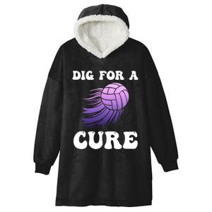 Breast Cancer Awareness Dig For A Cure Volleyball Gift Hooded Wearable Blanket