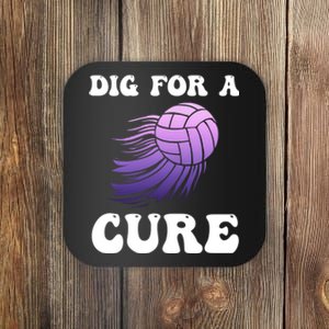 Breast Cancer Awareness Dig For A Cure Volleyball Gift Coaster