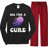 Breast Cancer Awareness Dig For A Cure Volleyball Gift Long Sleeve Pajama Set