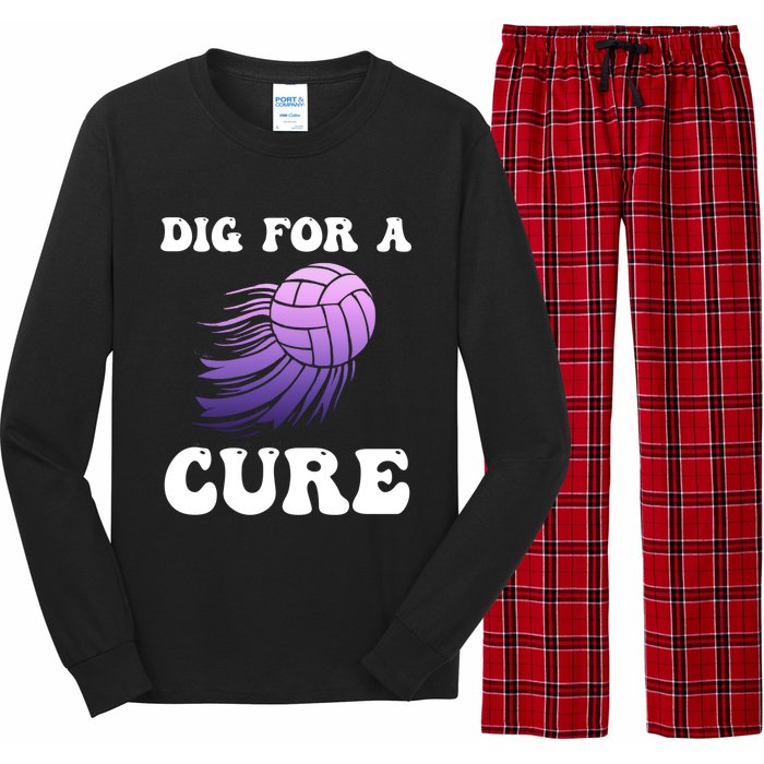 Breast Cancer Awareness Dig For A Cure Volleyball Gift Long Sleeve Pajama Set