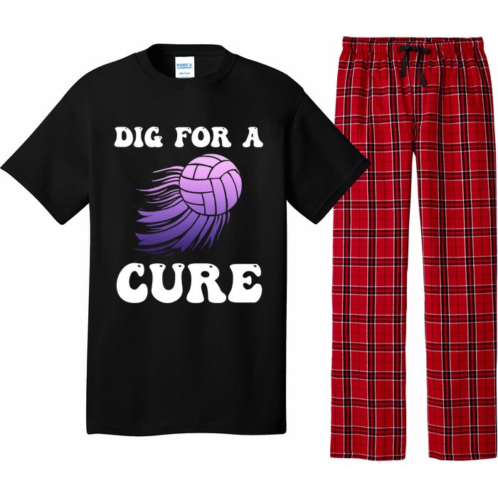 Breast Cancer Awareness Dig For A Cure Volleyball Gift Pajama Set