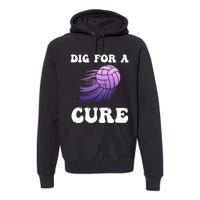 Breast Cancer Awareness Dig For A Cure Volleyball Gift Premium Hoodie