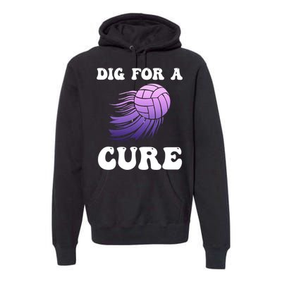 Breast Cancer Awareness Dig For A Cure Volleyball Gift Premium Hoodie