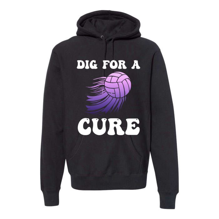 Breast Cancer Awareness Dig For A Cure Volleyball Gift Premium Hoodie