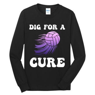 Breast Cancer Awareness Dig For A Cure Volleyball Gift Tall Long Sleeve T-Shirt