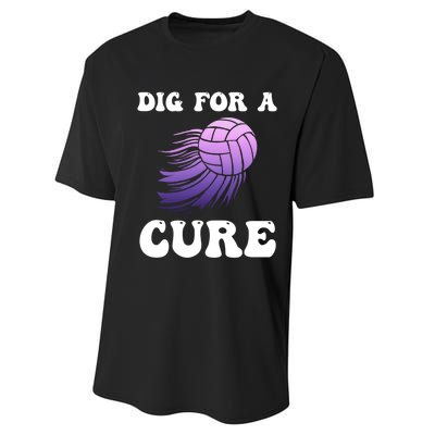 Breast Cancer Awareness Dig For A Cure Volleyball Gift Performance Sprint T-Shirt