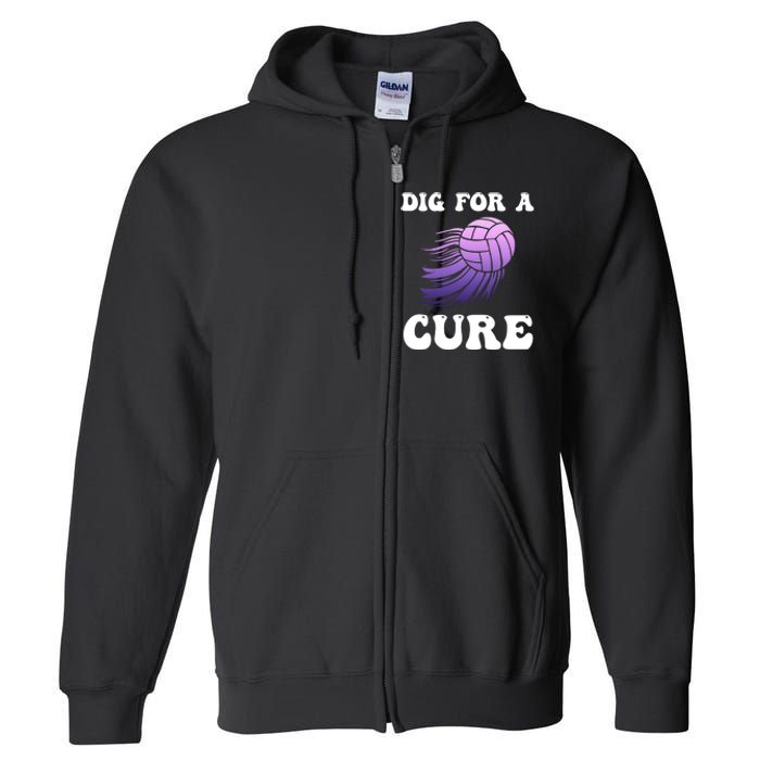 Breast Cancer Awareness Dig For A Cure Volleyball Gift Full Zip Hoodie