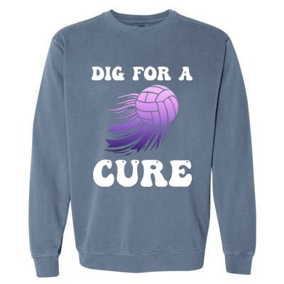 Breast Cancer Awareness Dig For A Cure Volleyball Gift Garment-Dyed Sweatshirt