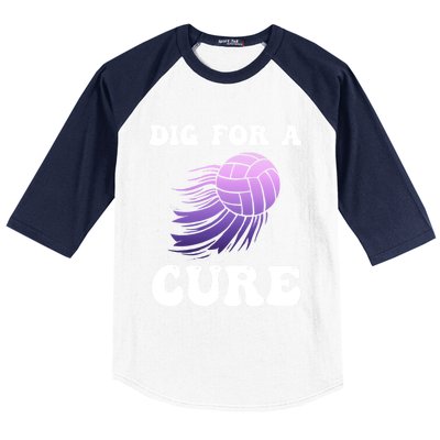 Breast Cancer Awareness Dig For A Cure Volleyball Gift Baseball Sleeve Shirt