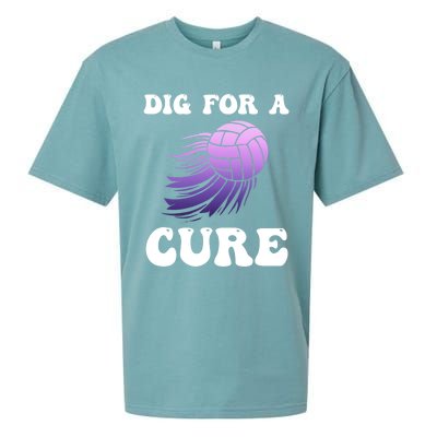 Breast Cancer Awareness Dig For A Cure Volleyball Gift Sueded Cloud Jersey T-Shirt