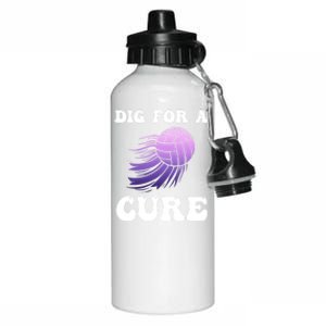 Breast Cancer Awareness Dig For A Cure Volleyball Gift Aluminum Water Bottle