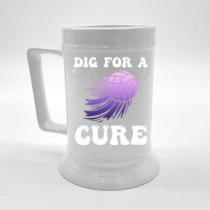 Breast Cancer Awareness Dig For A Cure Volleyball Gift Beer Stein