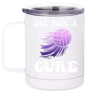 Breast Cancer Awareness Dig For A Cure Volleyball Gift 12 oz Stainless Steel Tumbler Cup