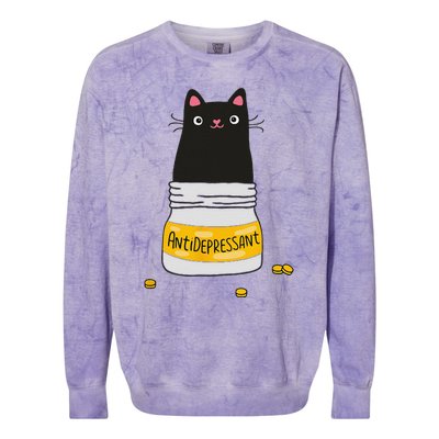 Black Cat Antidepressant  Morningstar Cute Kitten Paws Colorblast Crewneck Sweatshirt