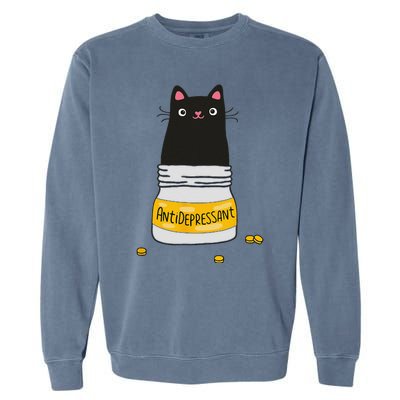 Black Cat Antidepressant  Morningstar Cute Kitten Paws Garment-Dyed Sweatshirt